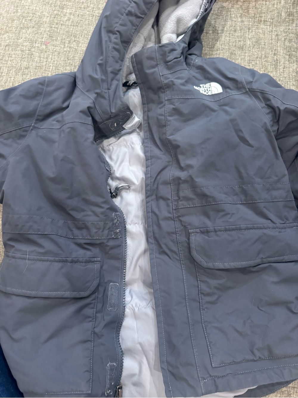 The North Face Kids' Gray Hooded Puffer Jacket